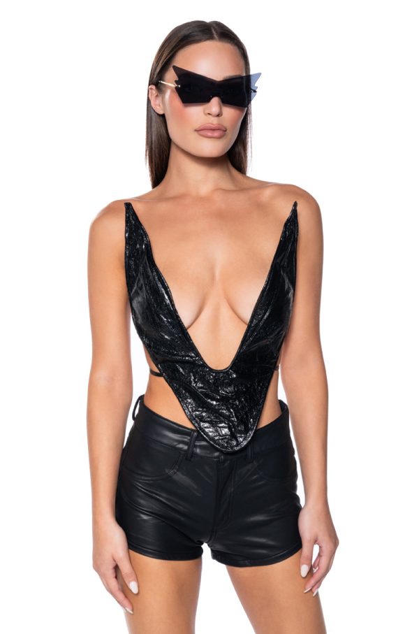 ALIEN SUPERSTAR DRAMATIC METALLIC HALTER TOP For Cheap