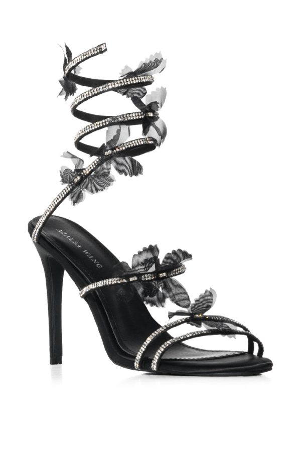 AZALEA WANG ARYANA BLACK BUTTERFLY COIL SANDAL For Sale