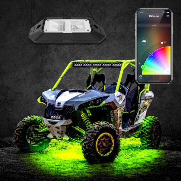 XK Glow Rock Light w  XKchrome App Controlled Bluetooth Advanced Kit 8pc RGB 6W Fashion