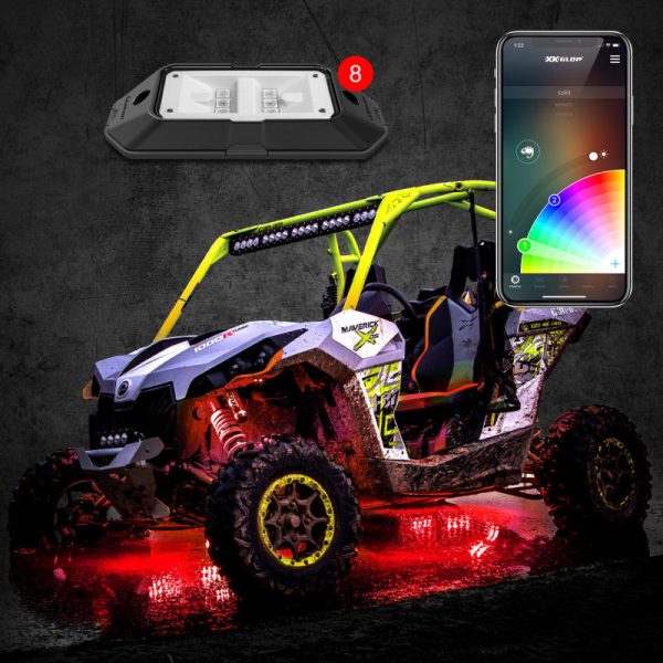 XK Glow Rock Light w  XKchrome App Controlled Bluetooth Advanced Kit 8pc RGB 6W Fashion