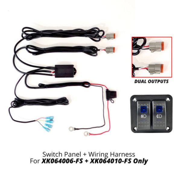 XK Glow 2 Button Switch Panel + 2 Output Wire for Fog Strobe Combo Online Sale