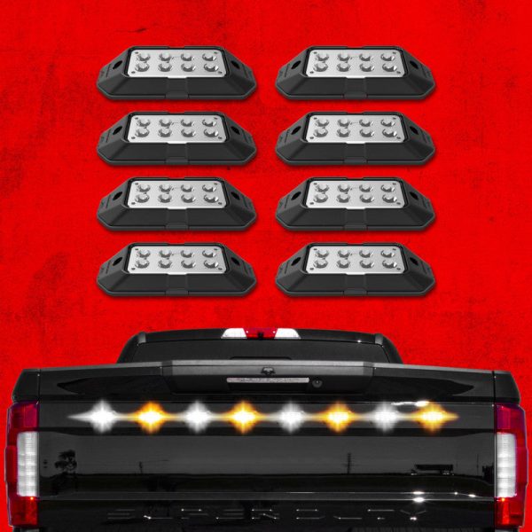 XK Glow Strobe Pod Lights w  Traffic Modes Ultra LEDs Multiple Modes + Solid On - Red + Blue 8pc For Cheap